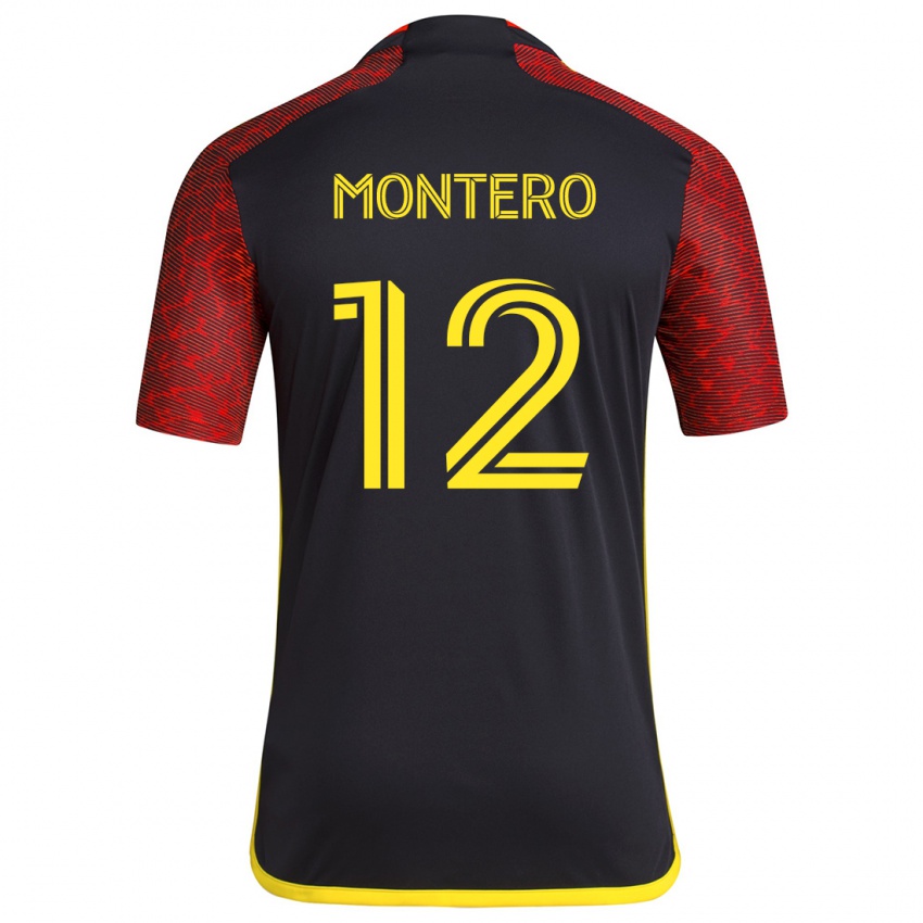 Kinder Fredy Montero #12 Rot Schwarz Auswärtstrikot Trikot 2024/25 T-Shirt Schweiz