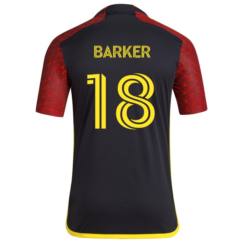 Kinder Alicia Barker #18 Rot Schwarz Auswärtstrikot Trikot 2024/25 T-Shirt Schweiz