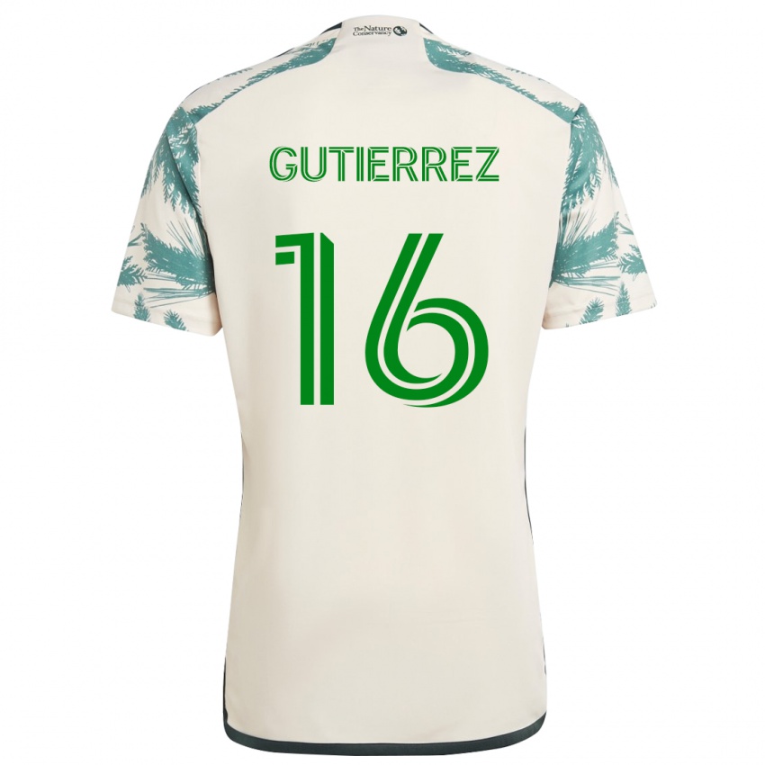 Kinder Diego Gutiérrez #16 Beige Braun Auswärtstrikot Trikot 2024/25 T-Shirt Schweiz