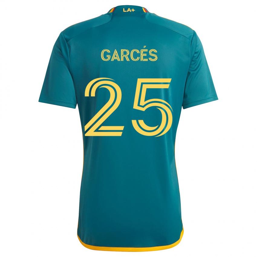 Kinder Carlos Garcés #25 Grün Gelb Auswärtstrikot Trikot 2024/25 T-Shirt Schweiz