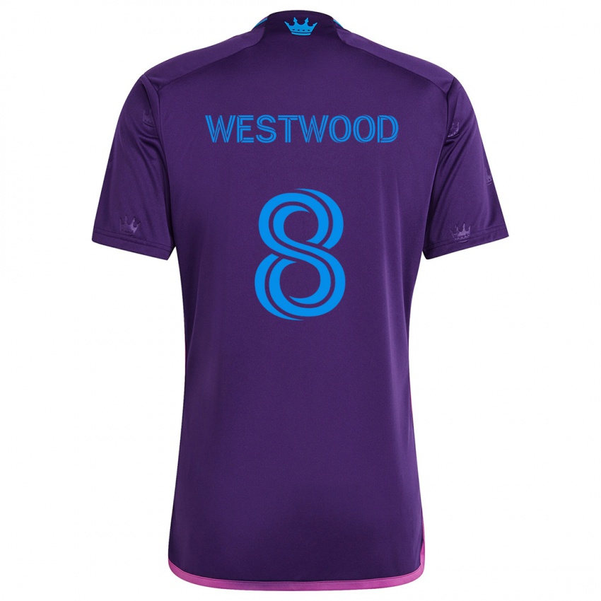 Kinder Ashley Westwood #8 Lila-Blau Auswärtstrikot Trikot 2024/25 T-Shirt Schweiz