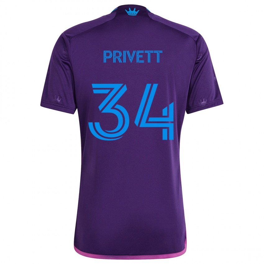 Kinder Andrew Privett #34 Lila-Blau Auswärtstrikot Trikot 2024/25 T-Shirt Schweiz