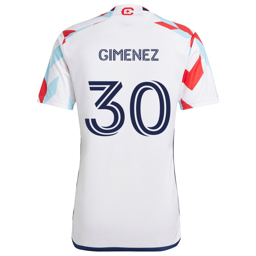 Enfant Maillot Gastón Giménez #30 Blanc Rouge Bleu Tenues Extérieur 2024/25 T-Shirt Suisse