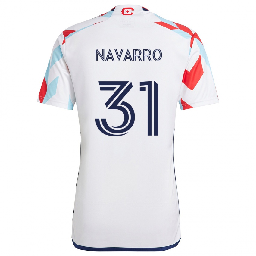 Enfant Maillot Federico Navarro #31 Blanc Rouge Bleu Tenues Extérieur 2024/25 T-Shirt Suisse