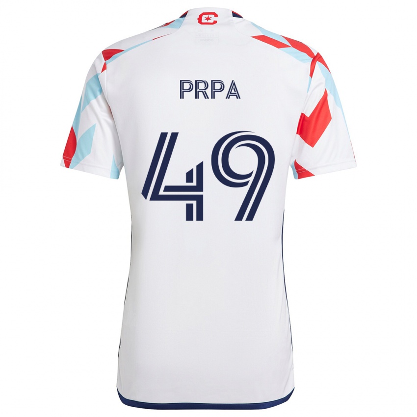 Kinder Luka Prpa #49 Weiß Rot Blau Auswärtstrikot Trikot 2024/25 T-Shirt Schweiz