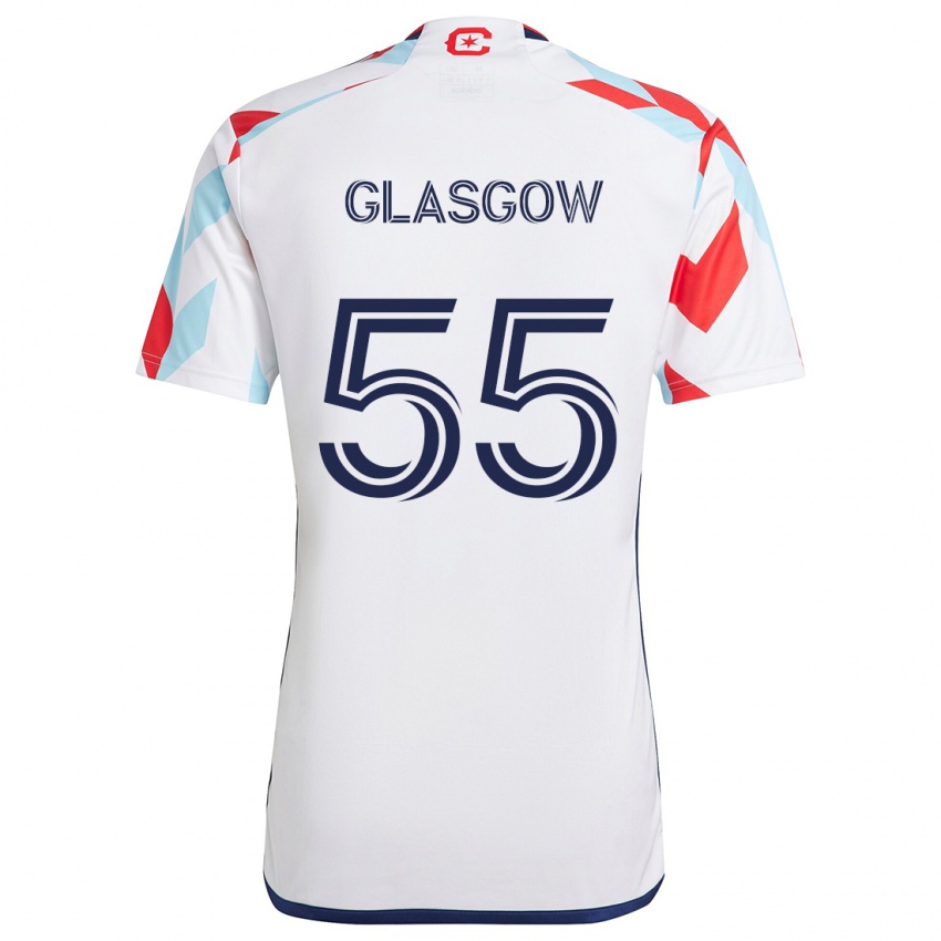 Enfant Maillot Omari Glasgow #55 Blanc Rouge Bleu Tenues Extérieur 2024/25 T-Shirt Suisse