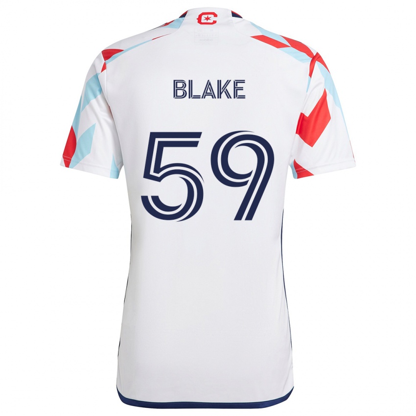 Enfant Maillot Romain Blake #59 Blanc Rouge Bleu Tenues Extérieur 2024/25 T-Shirt Suisse