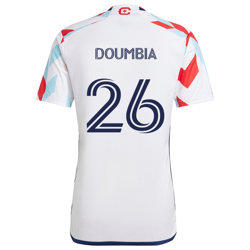 Enfant Maillot Ousmane Doumbia #26 Blanc Rouge Bleu Tenues Extérieur 2024/25 T-Shirt Suisse