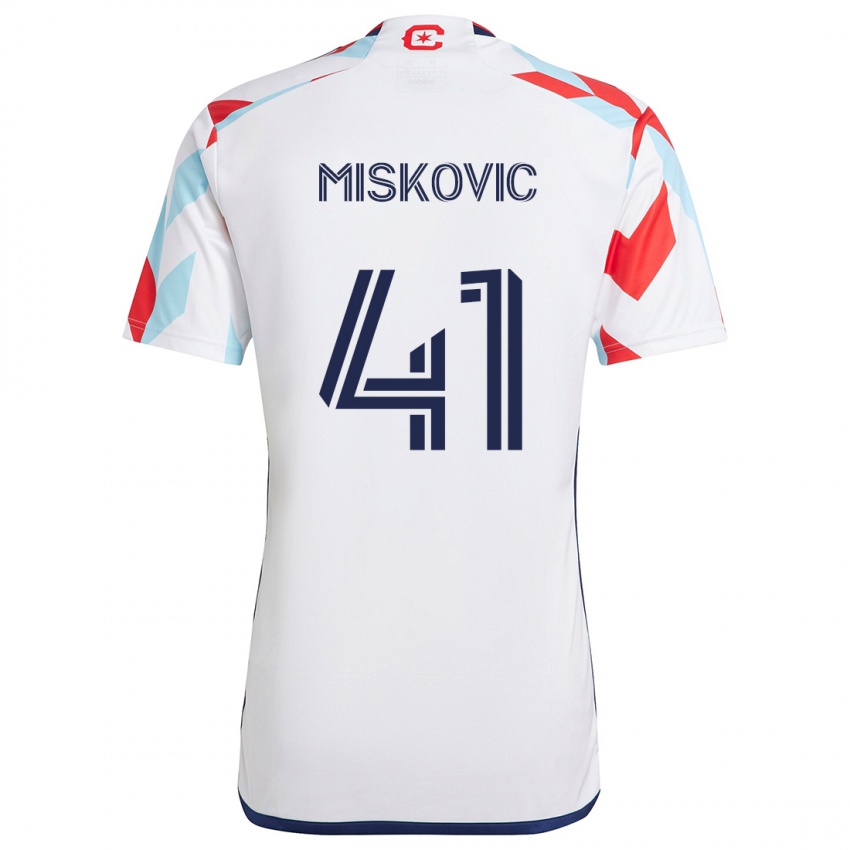 Kinder Mihajlo Miskovic #41 Weiß Rot Blau Auswärtstrikot Trikot 2024/25 T-Shirt Schweiz