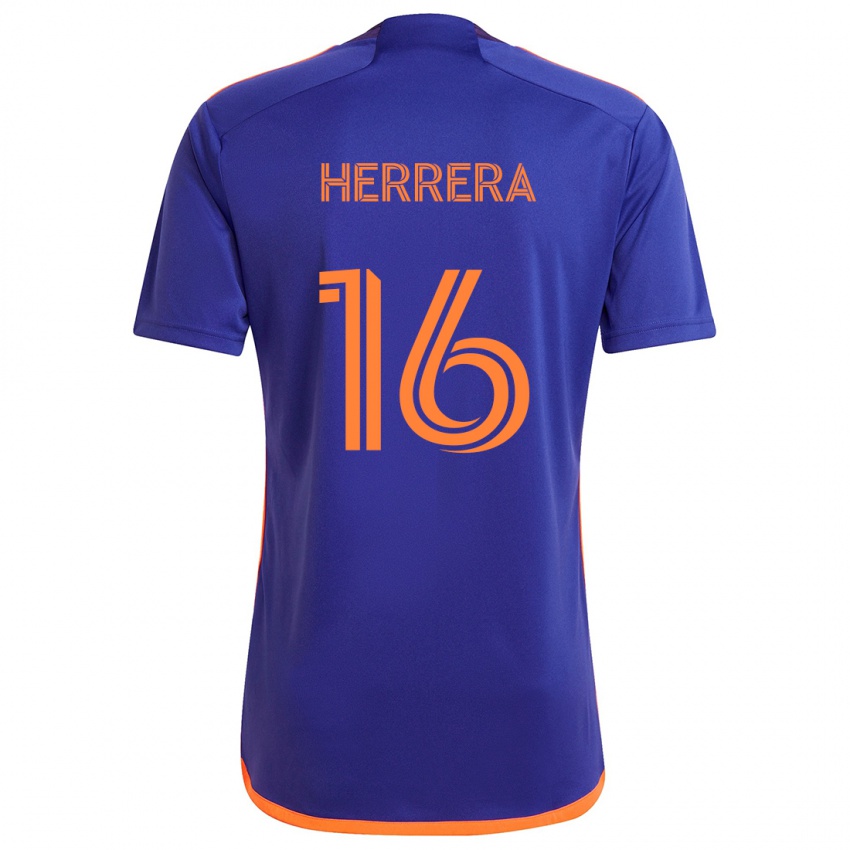 Kinder Hector Herrera #16 Lila Orange Auswärtstrikot Trikot 2024/25 T-Shirt Schweiz