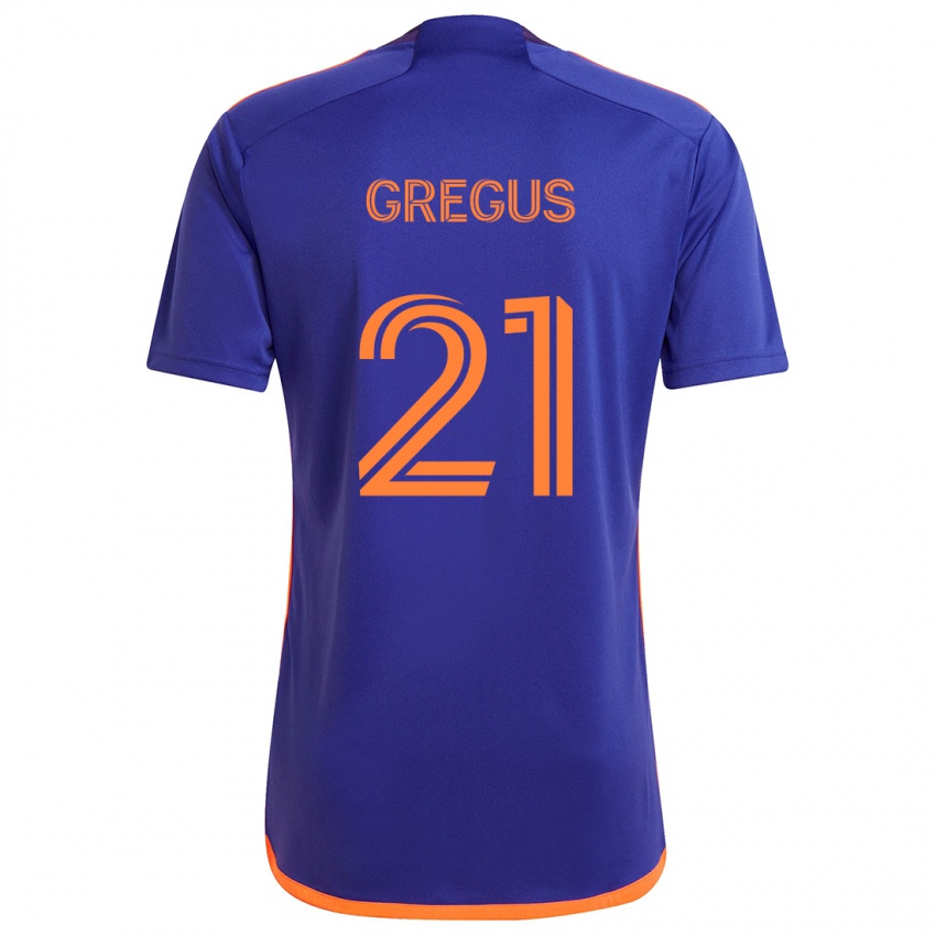 Kinder Ján Gregus #21 Lila Orange Auswärtstrikot Trikot 2024/25 T-Shirt Schweiz