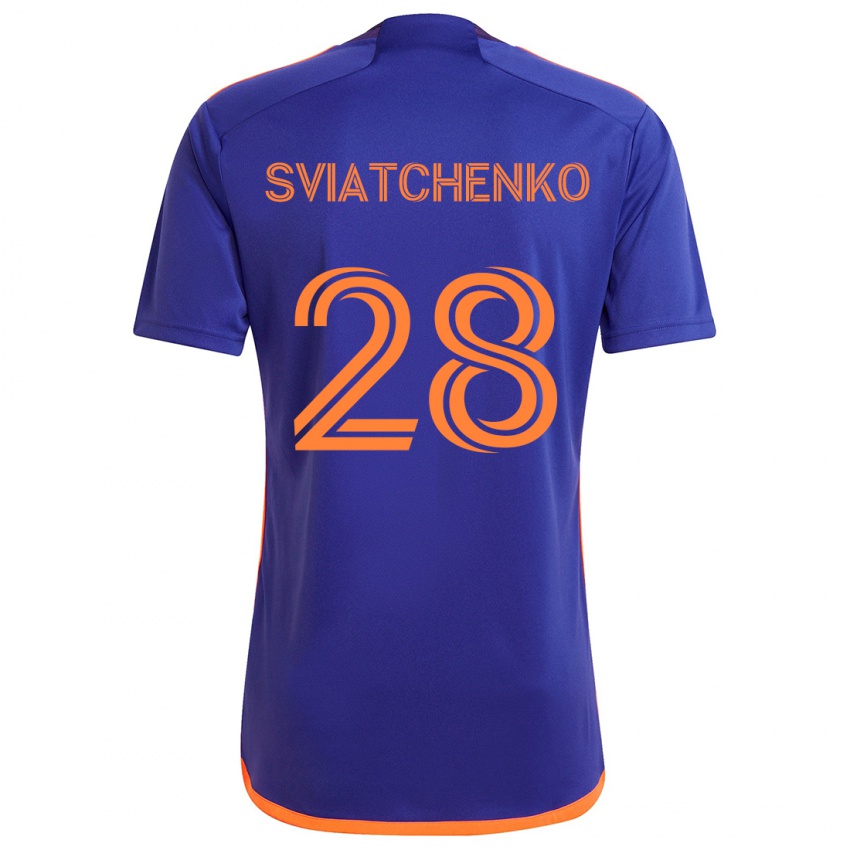 Kinder Erik Sviatchenko #28 Lila Orange Auswärtstrikot Trikot 2024/25 T-Shirt Schweiz