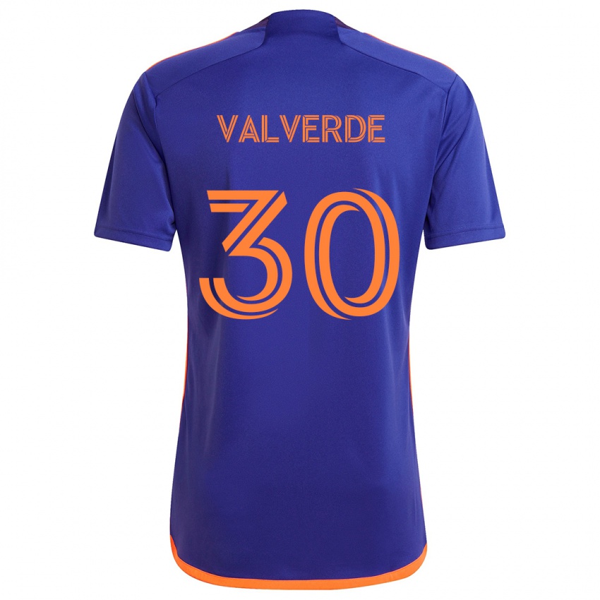 Kinder Jefferson Valverde #30 Lila Orange Auswärtstrikot Trikot 2024/25 T-Shirt Schweiz