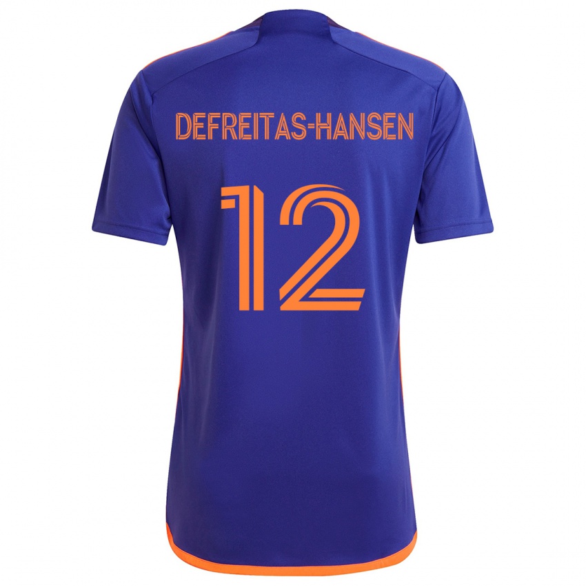 Kinder Nicholas Defreitas-Hansen #12 Lila Orange Auswärtstrikot Trikot 2024/25 T-Shirt Schweiz