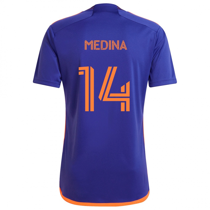 Kinder Jeferson Medina #14 Lila Orange Auswärtstrikot Trikot 2024/25 T-Shirt Schweiz