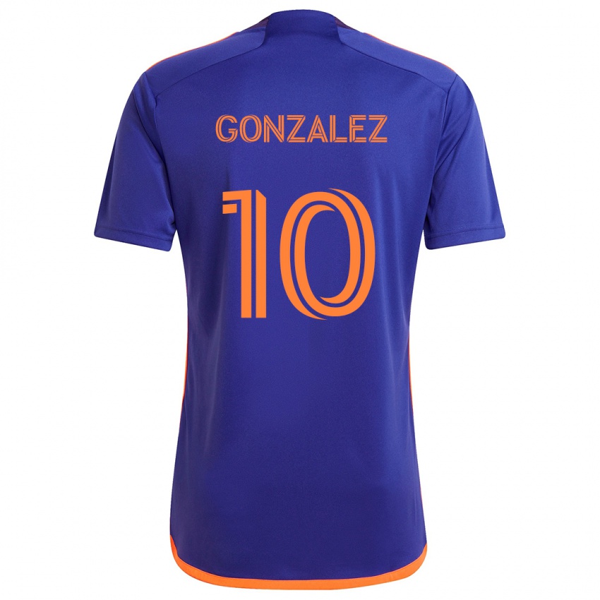 Kinder Yair González #10 Lila Orange Auswärtstrikot Trikot 2024/25 T-Shirt Schweiz