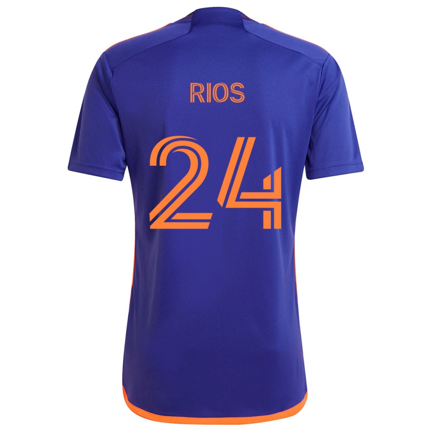 Kinder Paolo Ríos #24 Lila Orange Auswärtstrikot Trikot 2024/25 T-Shirt Schweiz