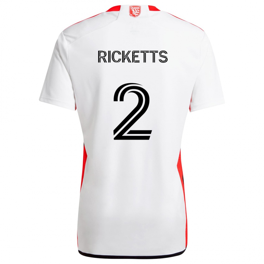 Enfant Maillot Jamar Ricketts #2 Blanc Rouge Tenues Extérieur 2024/25 T-Shirt Suisse