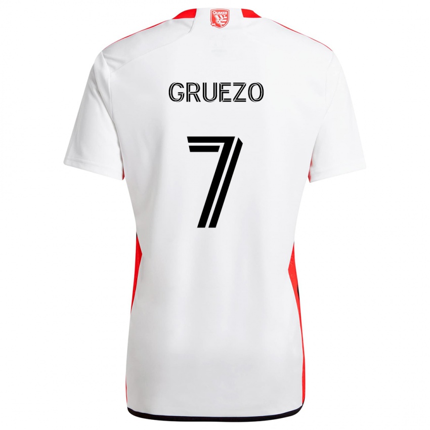 Kinder Carlos Gruezo #7 Weiß Rot Auswärtstrikot Trikot 2024/25 T-Shirt Schweiz