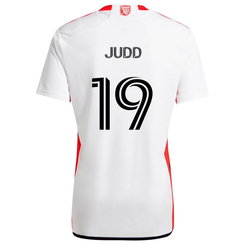 Enfant Maillot Preston Judd #19 Blanc Rouge Tenues Extérieur 2024/25 T-Shirt Suisse