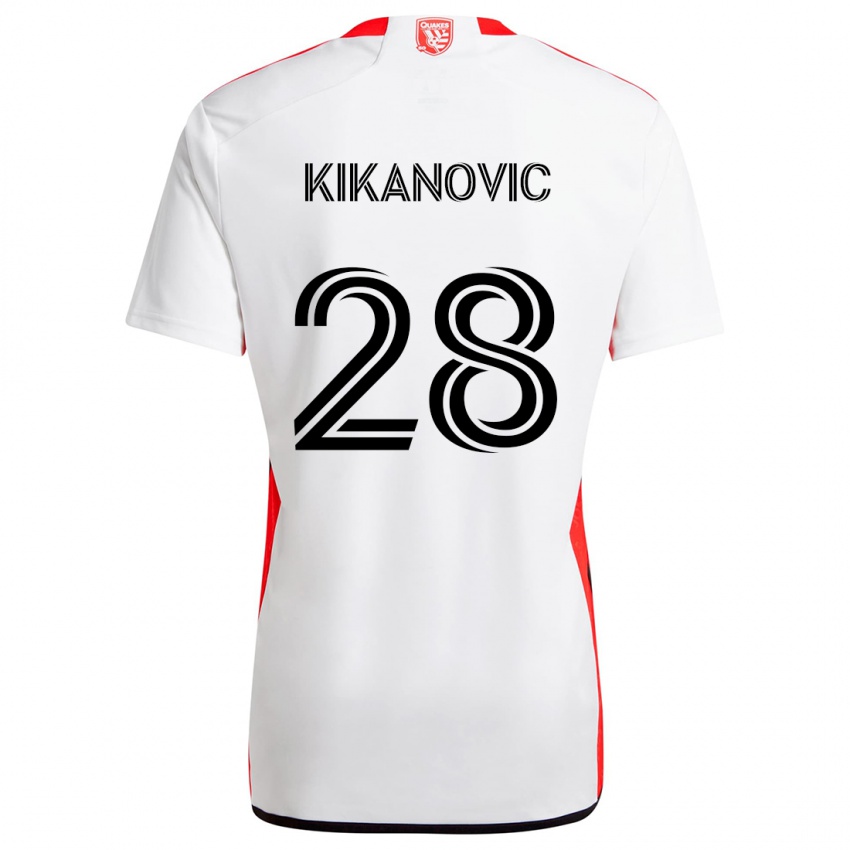 Kinder Benjamin Kikanovic #28 Weiß Rot Auswärtstrikot Trikot 2024/25 T-Shirt Schweiz