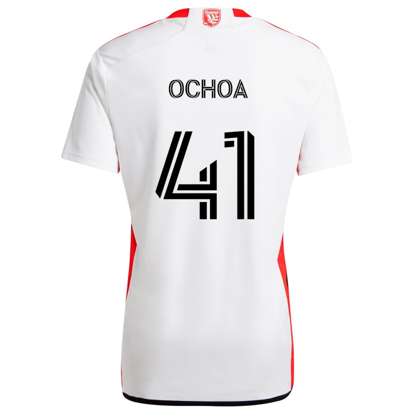 Enfant Maillot Emmanuel Ochoa #41 Blanc Rouge Tenues Extérieur 2024/25 T-Shirt Suisse