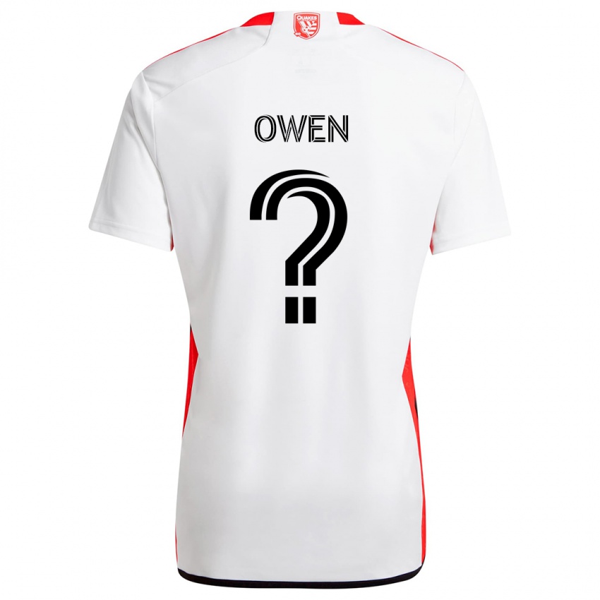 Enfant Maillot Connor Owen #0 Blanc Rouge Tenues Extérieur 2024/25 T-Shirt Suisse