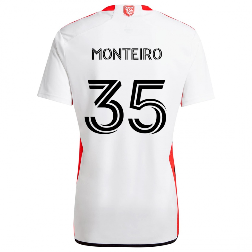 Enfant Maillot Jamiro Monteiro #35 Blanc Rouge Tenues Extérieur 2024/25 T-Shirt Suisse