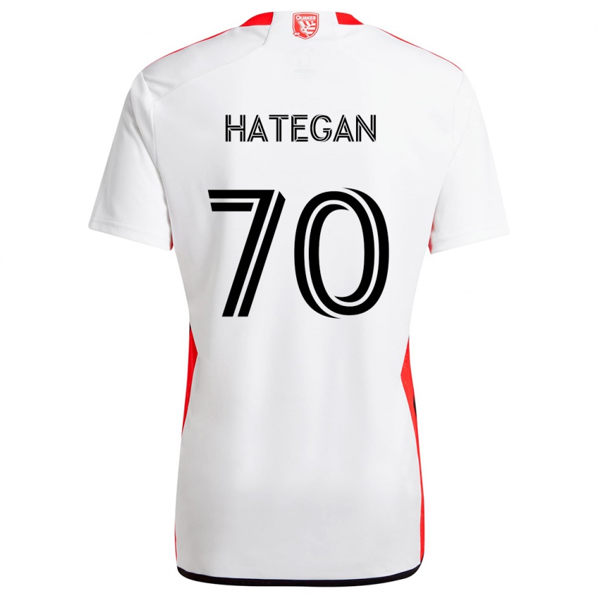 Enfant Maillot Roberto Hategan #70 Blanc Rouge Tenues Extérieur 2024/25 T-Shirt Suisse