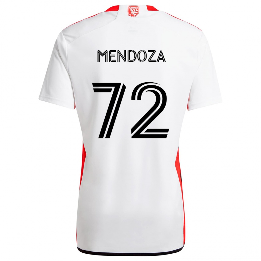 Enfant Maillot Edwyn Mendoza #72 Blanc Rouge Tenues Extérieur 2024/25 T-Shirt Suisse