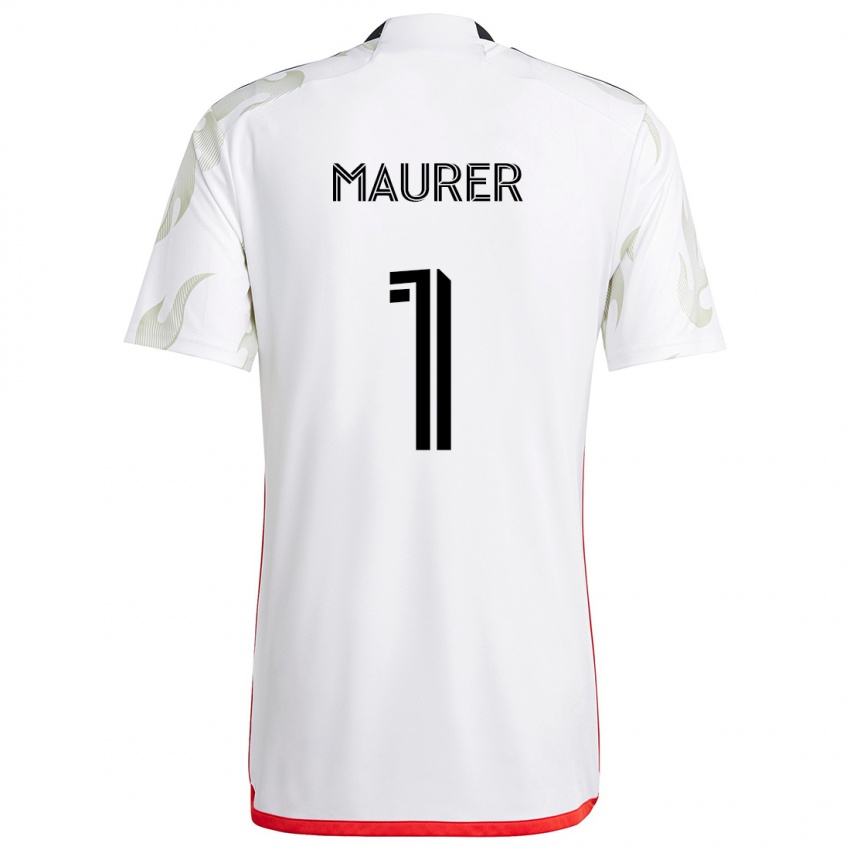 Enfant Maillot Jimmy Maurer #1 Blanc Rouge Noir Tenues Extérieur 2024/25 T-Shirt Suisse