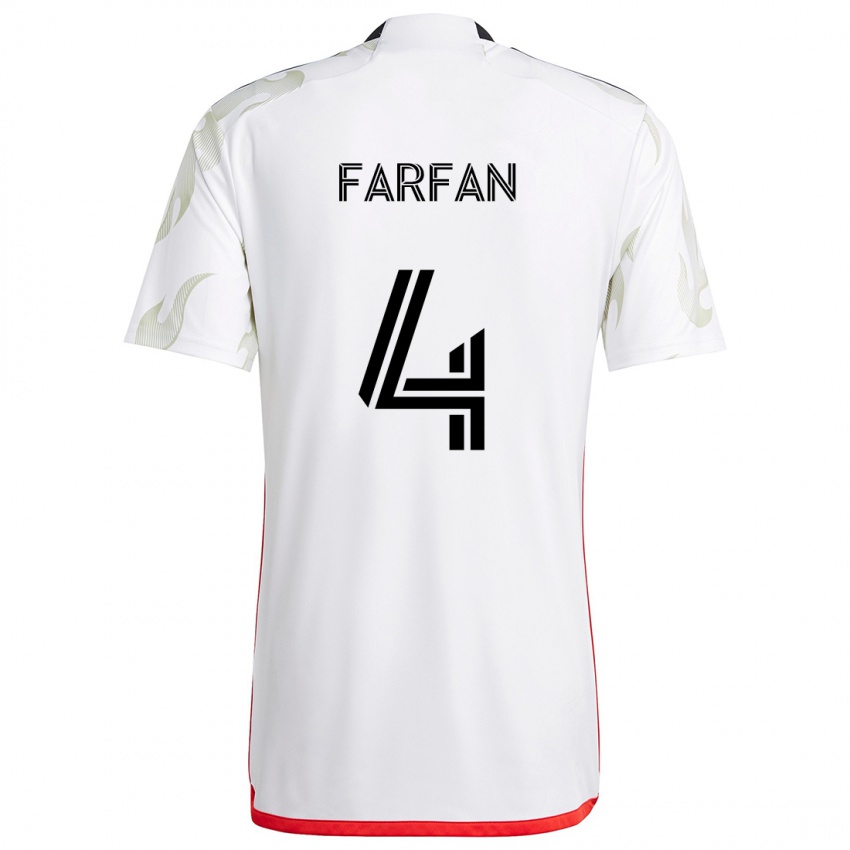 Enfant Maillot Marco Farfán #4 Blanc Rouge Noir Tenues Extérieur 2024/25 T-Shirt Suisse