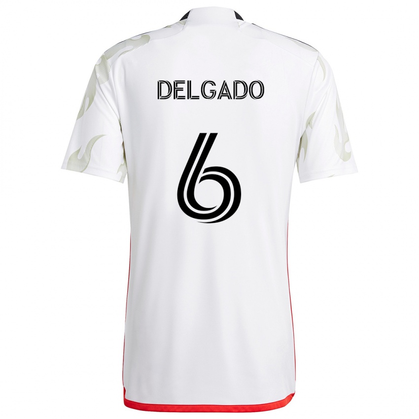 Enfant Maillot Patrickson Delgado #6 Blanc Rouge Noir Tenues Extérieur 2024/25 T-Shirt Suisse