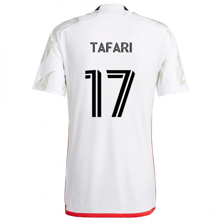 Enfant Maillot Nkosi Tafari #17 Blanc Rouge Noir Tenues Extérieur 2024/25 T-Shirt Suisse