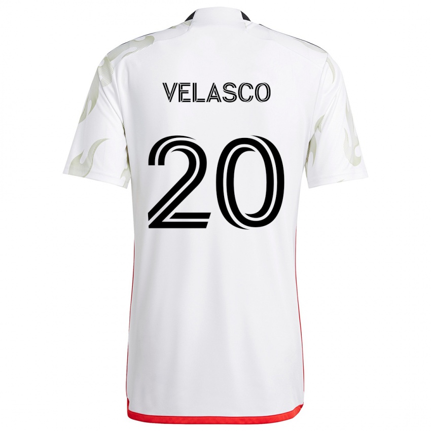 Enfant Maillot Alan Velasco #20 Blanc Rouge Noir Tenues Extérieur 2024/25 T-Shirt Suisse