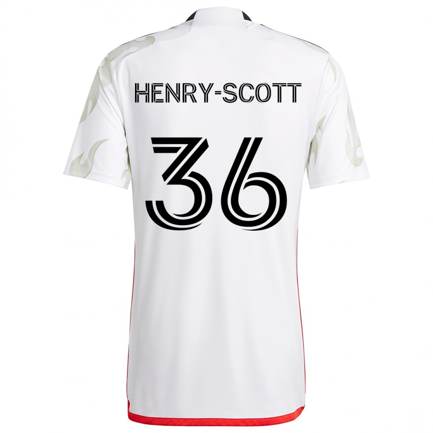 Kinder Malik Henry-Scott #36 Weiß Rot Schwarz Auswärtstrikot Trikot 2024/25 T-Shirt Schweiz