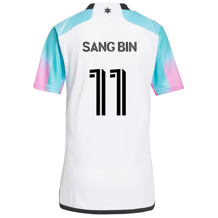 Enfant Maillot Sang-Bin Jeong #11 Blanc Bleu Noir Tenues Extérieur 2024/25 T-Shirt Suisse