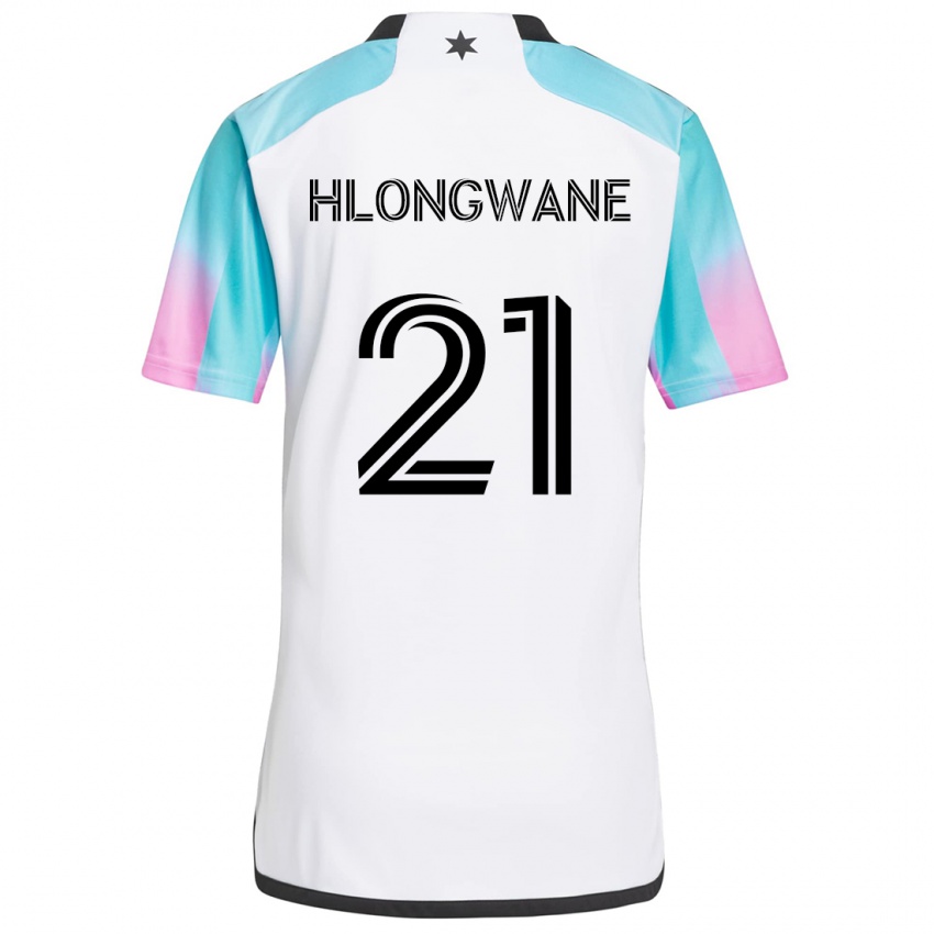 Kinder Bongokuhle Hlongwane #21 Weiß Blau Schwarz Auswärtstrikot Trikot 2024/25 T-Shirt Schweiz