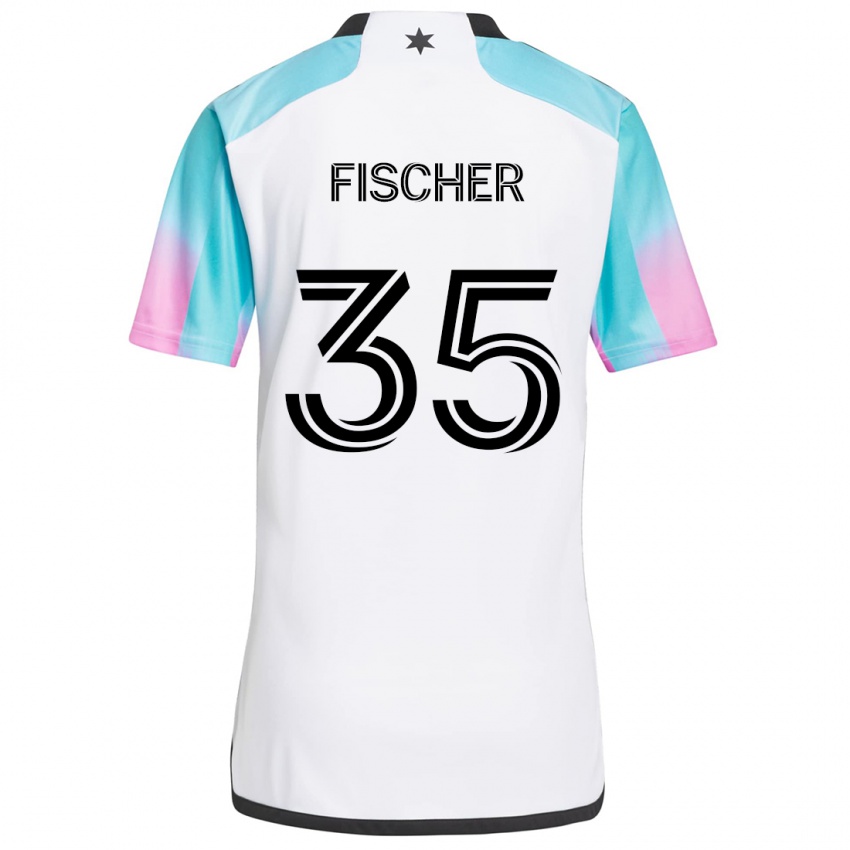 Kinder Britton Fischer #35 Weiß Blau Schwarz Auswärtstrikot Trikot 2024/25 T-Shirt Schweiz