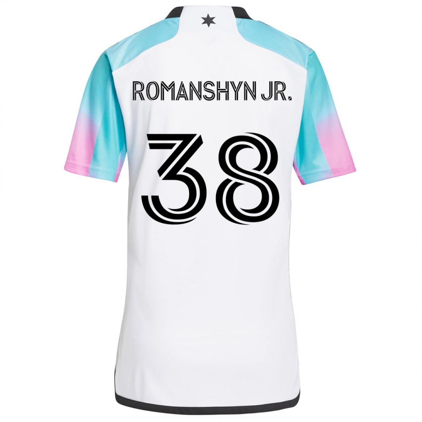 Kinder Kage Romanshyn Jr. #38 Weiß Blau Schwarz Auswärtstrikot Trikot 2024/25 T-Shirt Schweiz