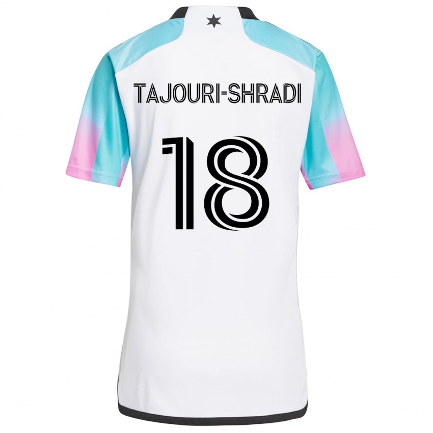 Kinder Ismael Tajouri-Shradi #18 Weiß Blau Schwarz Auswärtstrikot Trikot 2024/25 T-Shirt Schweiz