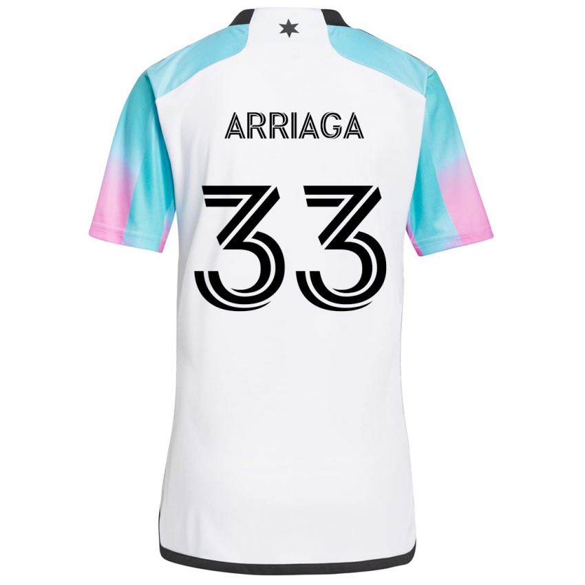 Kinder Kervin Arriaga #33 Weiß Blau Schwarz Auswärtstrikot Trikot 2024/25 T-Shirt Schweiz