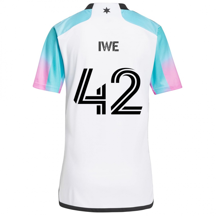 Kinder Emmanuel Iwe #42 Weiß Blau Schwarz Auswärtstrikot Trikot 2024/25 T-Shirt Schweiz