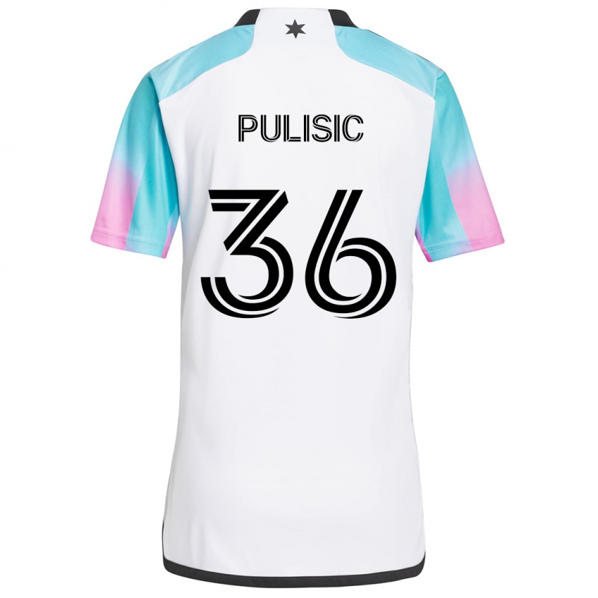 Kinder Will Pulisic #36 Weiß Blau Schwarz Auswärtstrikot Trikot 2024/25 T-Shirt Schweiz