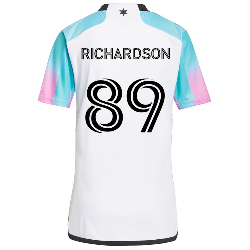 Kinder Nick Richardson #89 Weiß Blau Schwarz Auswärtstrikot Trikot 2024/25 T-Shirt Schweiz