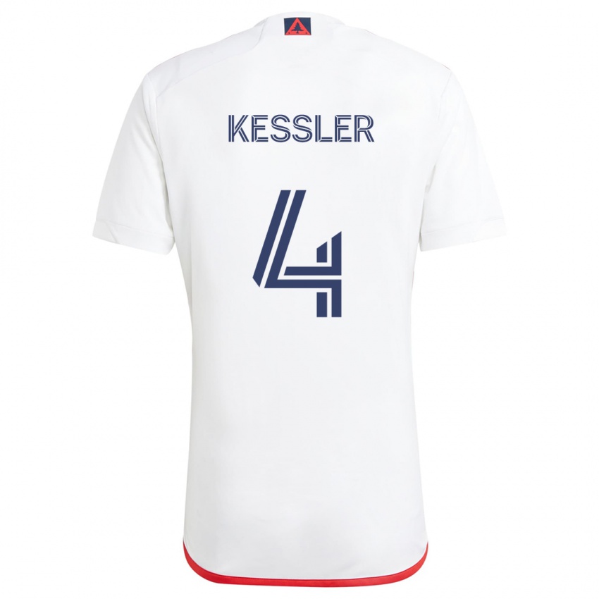 Enfant Maillot Henry Kessler #4 Blanc Rouge Tenues Extérieur 2024/25 T-Shirt Suisse