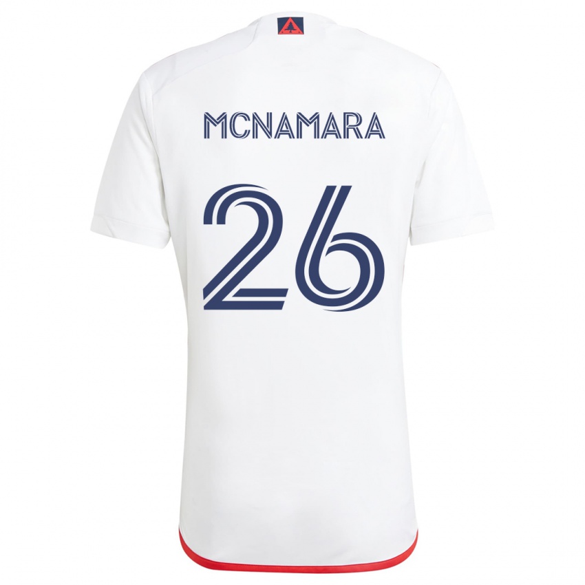 Enfant Maillot Tommy Mcnamara #26 Blanc Rouge Tenues Extérieur 2024/25 T-Shirt Suisse