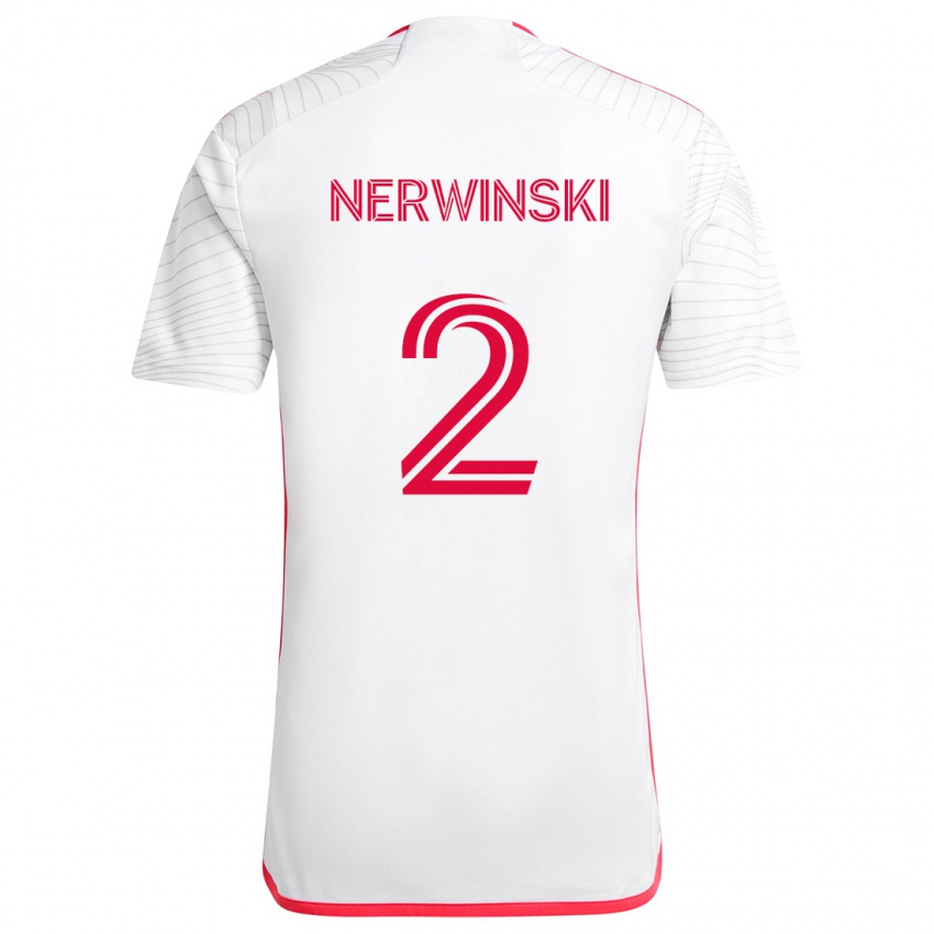 Kinder Jake Nerwinski #2 Weiß Rot Auswärtstrikot Trikot 2024/25 T-Shirt Schweiz