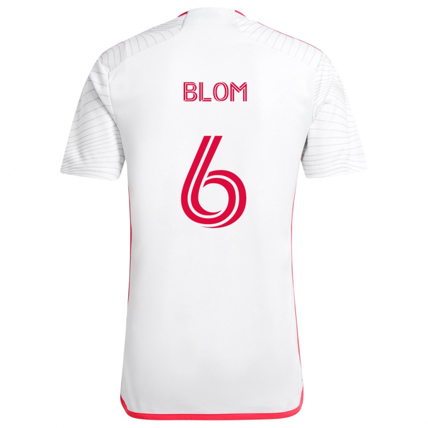 Kinder Njabulo Blom #6 Weiß Rot Auswärtstrikot Trikot 2024/25 T-Shirt Schweiz