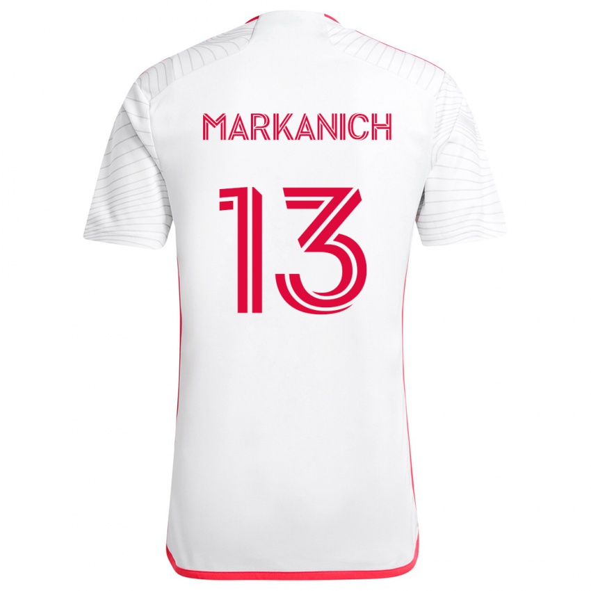 Kinder Anthony Markanich #13 Weiß Rot Auswärtstrikot Trikot 2024/25 T-Shirt Schweiz